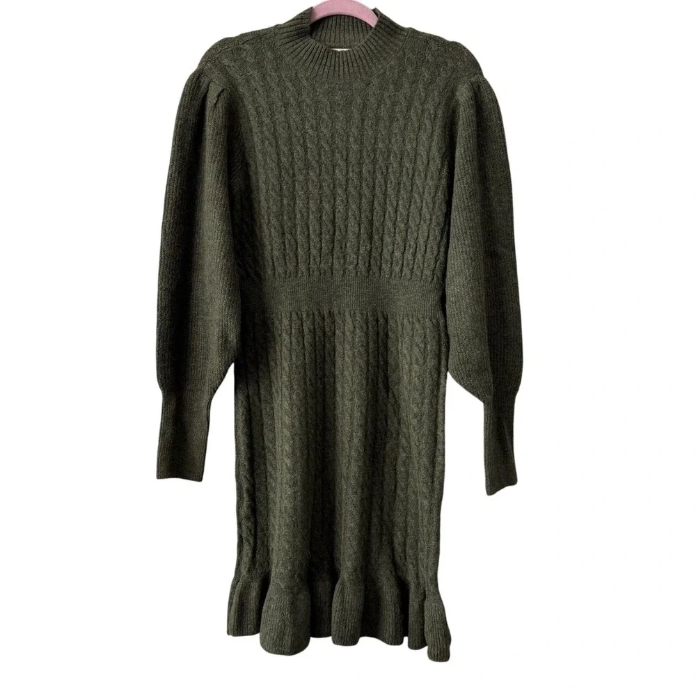 AWARE by Vero Moda Olive‎ Cable Knit Sweater Dress – Size L (NWT)